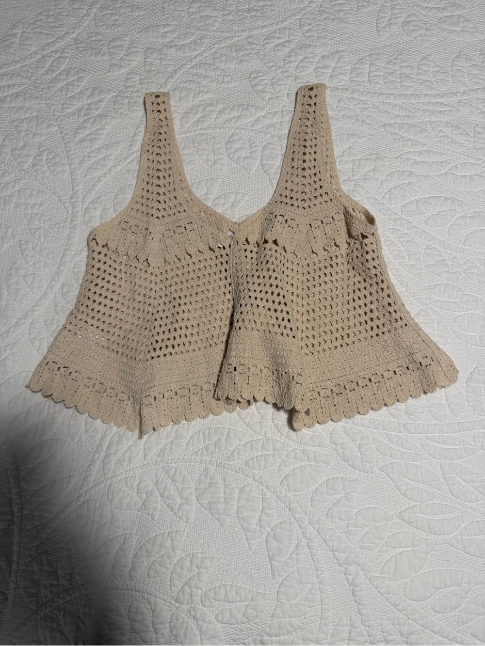 emory park Beige Crochet Tank Camisole
